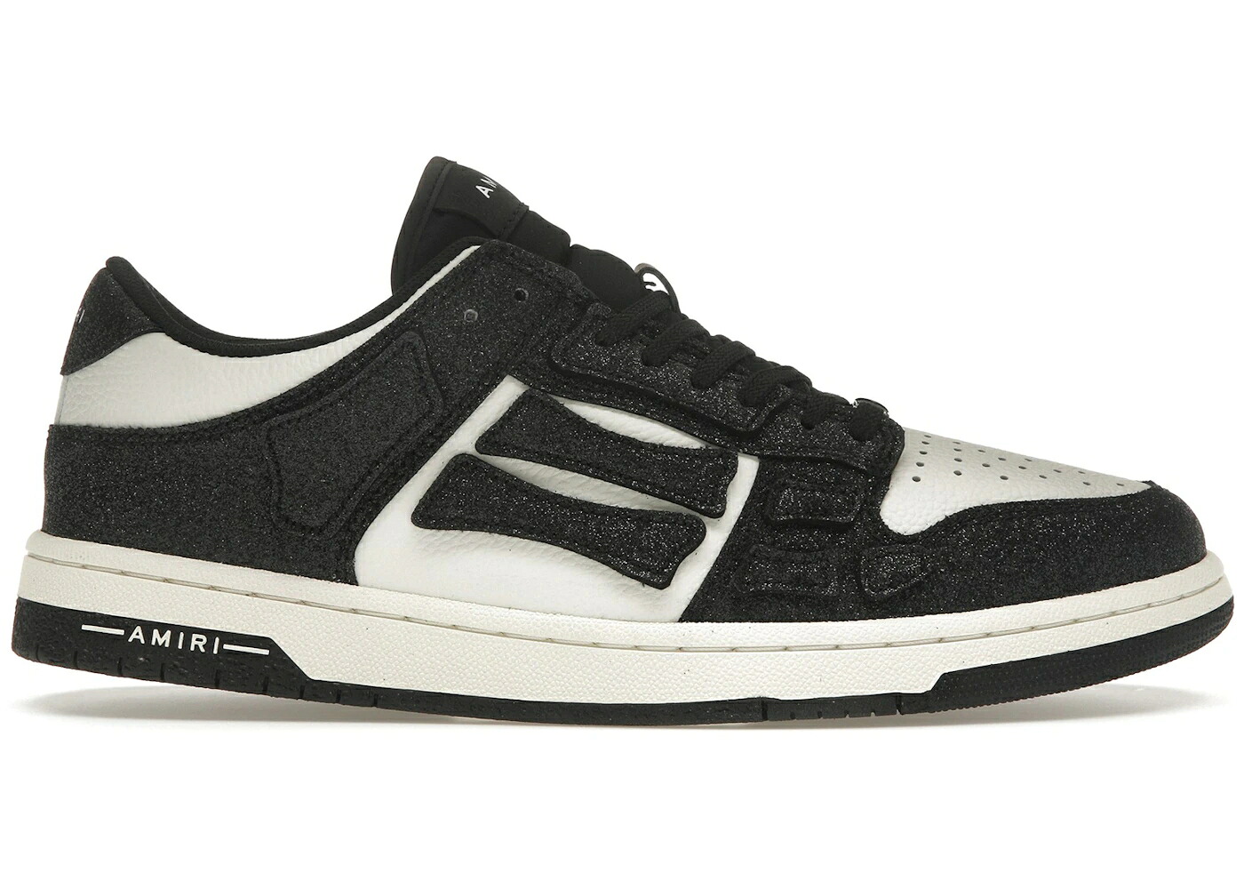 アミリ 黒色 ブラック 白色 ホワイト スニーカー メンズ AMIRI SKEL TOP LOW SHIMMER BLACK WHITE / BLACK WHITE|スニケス