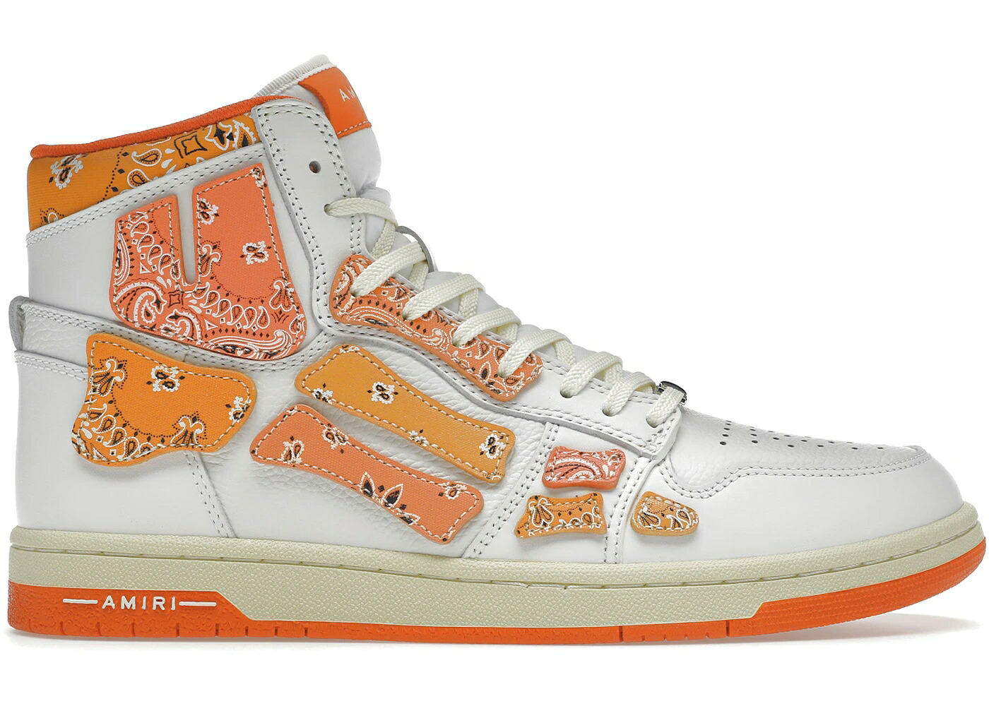アミリ 白色 ホワイト 橙 オレンジ スニーカー メンズ AMIRI SKEL TOP HI BANDANA WHITE ORANGE / WHITE ORANGE|スニケス