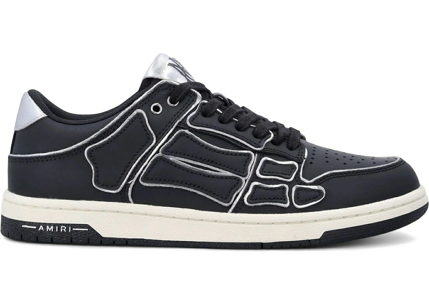 アミリ 黒色 ブラック 銀色 シルバー スニーカー メンズ AMIRI SKEL TOP LOW BLACK SILVER / BLACK SILVER