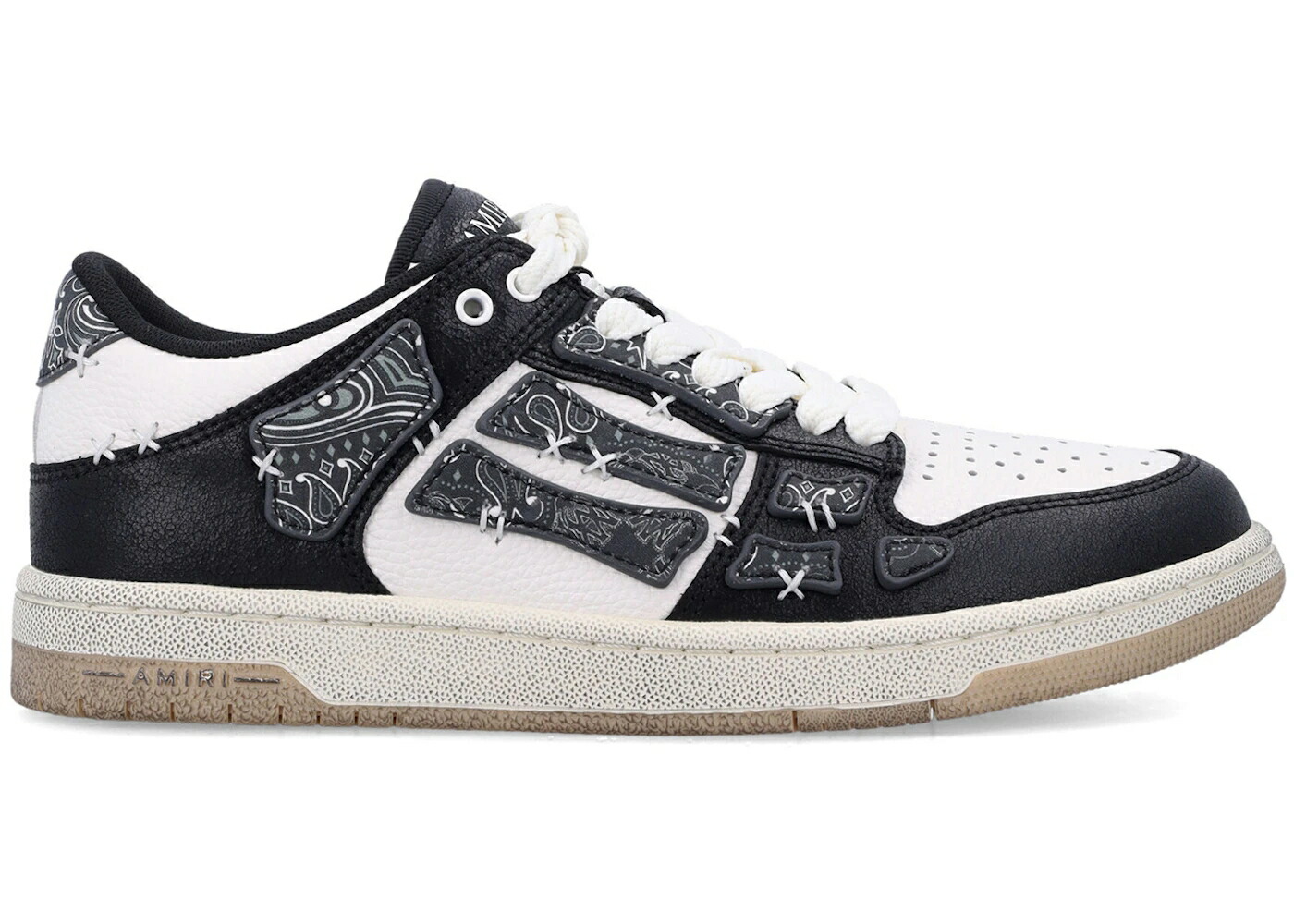 アミリ 黒色 ブラック 白色 ホワイト スニーカー メンズ AMIRI SKEL TOP LOW BLACK WHITE BANDANA / BLACK WHITE