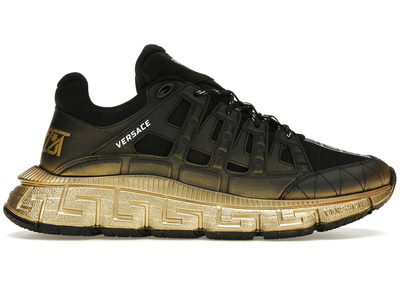ヴェルサーチェ 靴 スニーカー 黒いこと 黒いこと ゴールド メンズ VERSACE TRIGRECA SNEAKER BLACK GOLD / BLACK GOLD メンズ靴-スニーカー