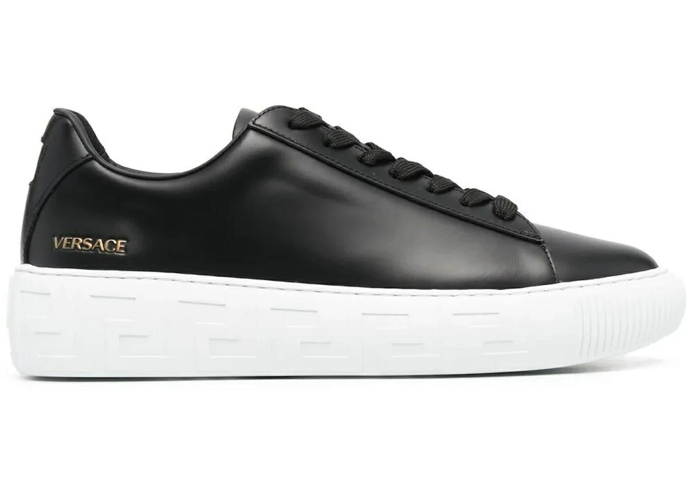 ヴェルサーチェ 黒色 ブラック 白色 ホワイト スニーカー メンズ VERSACE GRECA LACE-UP SNEAKERS BLACK WHITE / BLACK WHITE