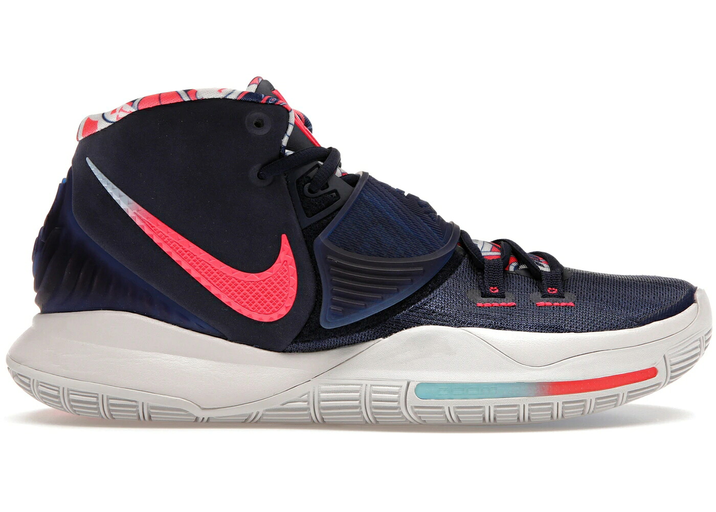 ナイキ カイリー 紺色 ネイビー 白色 ホワイト 赤 レッド スニーカー メンズ NIKE KYRIE 6 USA / MIDNIGHT NAVY WHITE GYM RED｜スニケス