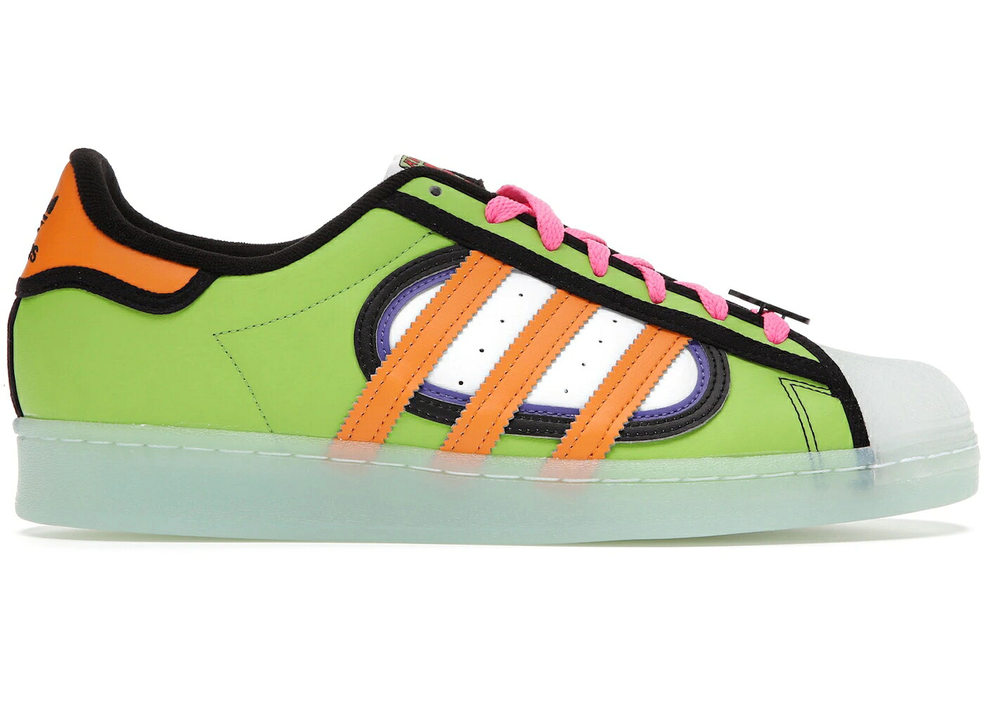 アディダス はやりっ子 緑 緑であること 橙 オレンジ色 白いこと 白いこと スニーカー メンズ ADIDAS SUPERSTAR THE SIMPSONS SQUISHEE / GREEN ORANGE WHITE TRANSLUCENT