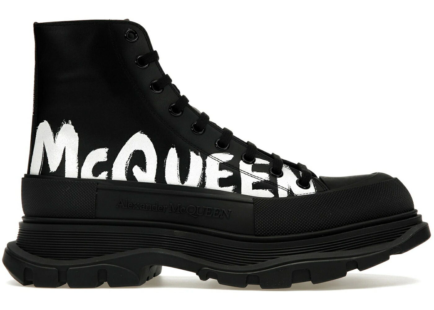 アレキサンダーマックイーン ブーツ レザー 黒色 ブラック 白色 ホワイト スニーカー メンズ ALEXANDER MCQUEEN ALEXANDER MCQUEEN TREAD SLICK BOOT LEATHER GRAFFITI BLACK WHITE / BLACK WHITE 80,740円