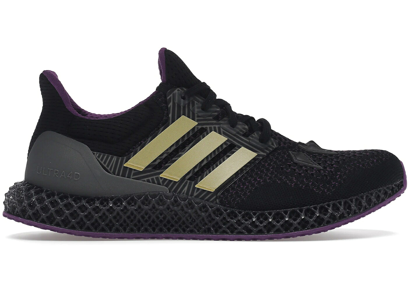 アディダス ウルトラ 黒色 ブラック コア ゴールド トライブ スニーカー メンズ ADIDAS ULTRA 4D MARVEL BLACK PANTHER / CORE BLACK GOLD METALLIC TRIBE｜スニケス