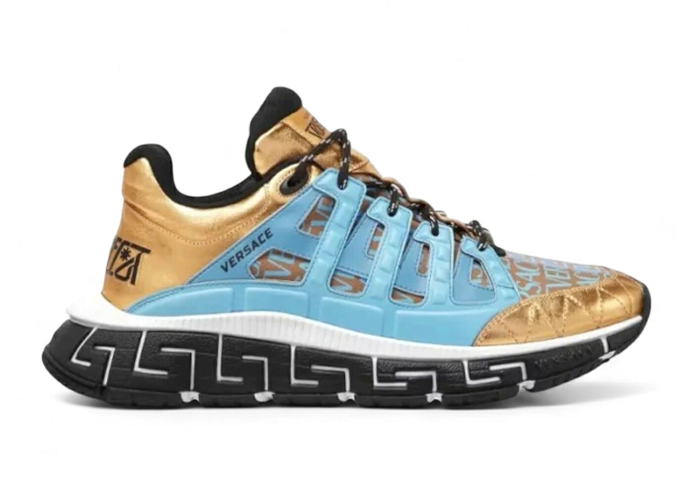 ヴェルサーチェ 青色 ブルー ゴールド スニーカー メンズ VERSACE TRIGRECA LOW-TOP BLUE GOLD / BLUE GOLD