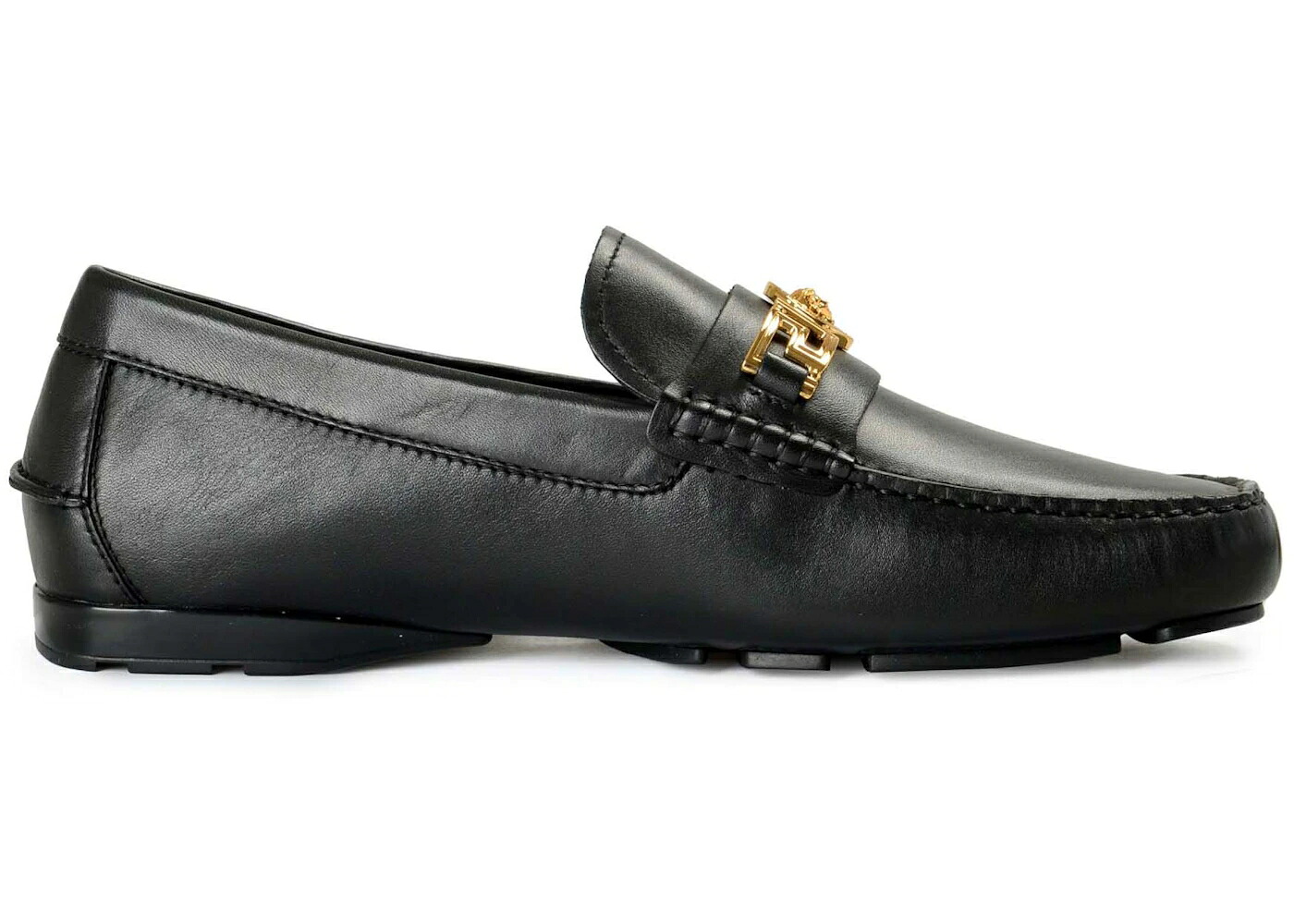 ヴェルサーチェ レザー ローファー スニーカー 黒色 ブラック スニーカー メンズ VERSACE MEDUSA LEATHER LOAFER BLACK /