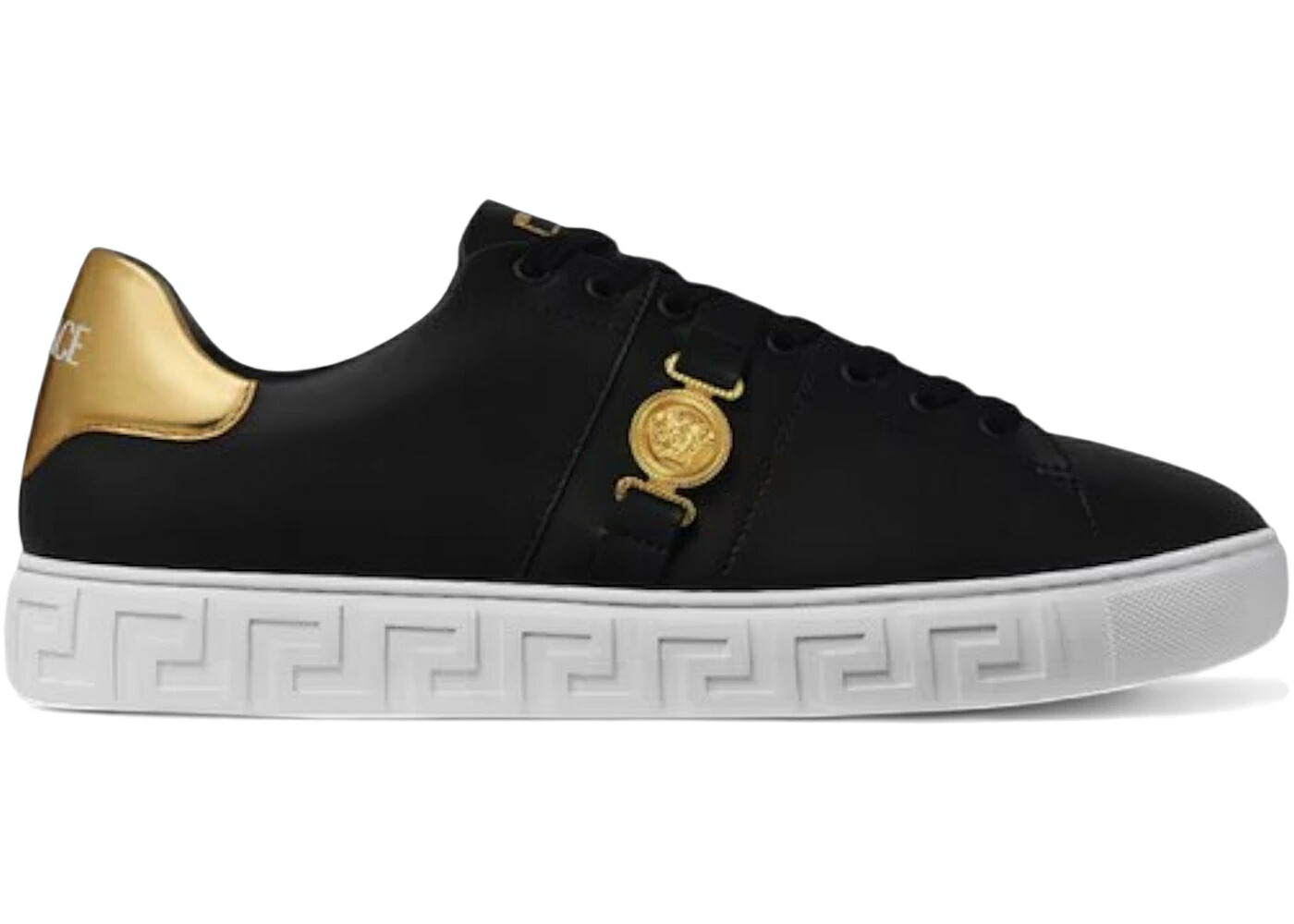 ヴェルサーチェ 黒色 ブラック ゴールド ロサンゼルス スニーカー メンズ VERSACE GRECA BLACK GOLD LA MEDUSA EMBELLISHED / BLACK GOLD