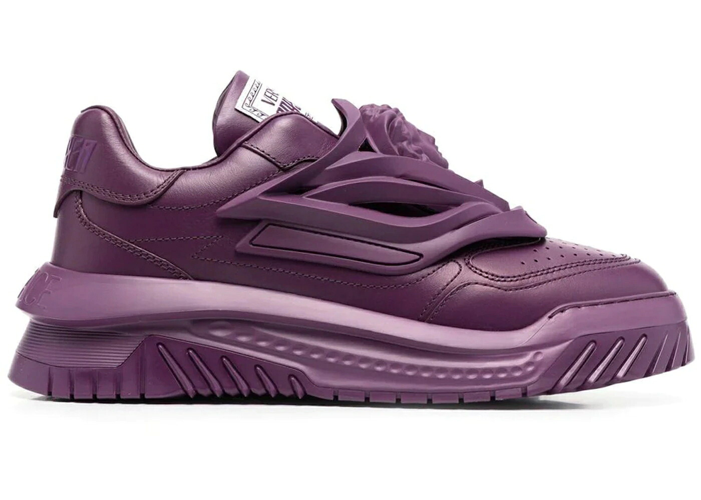 ヴェルサーチェ 天然ゴム 靴 スニーカー 紫 パープル メンズ VERSACE ODISSEA CAGED RUBBER MEDUSA SNEAKER PLUM PURPLE /