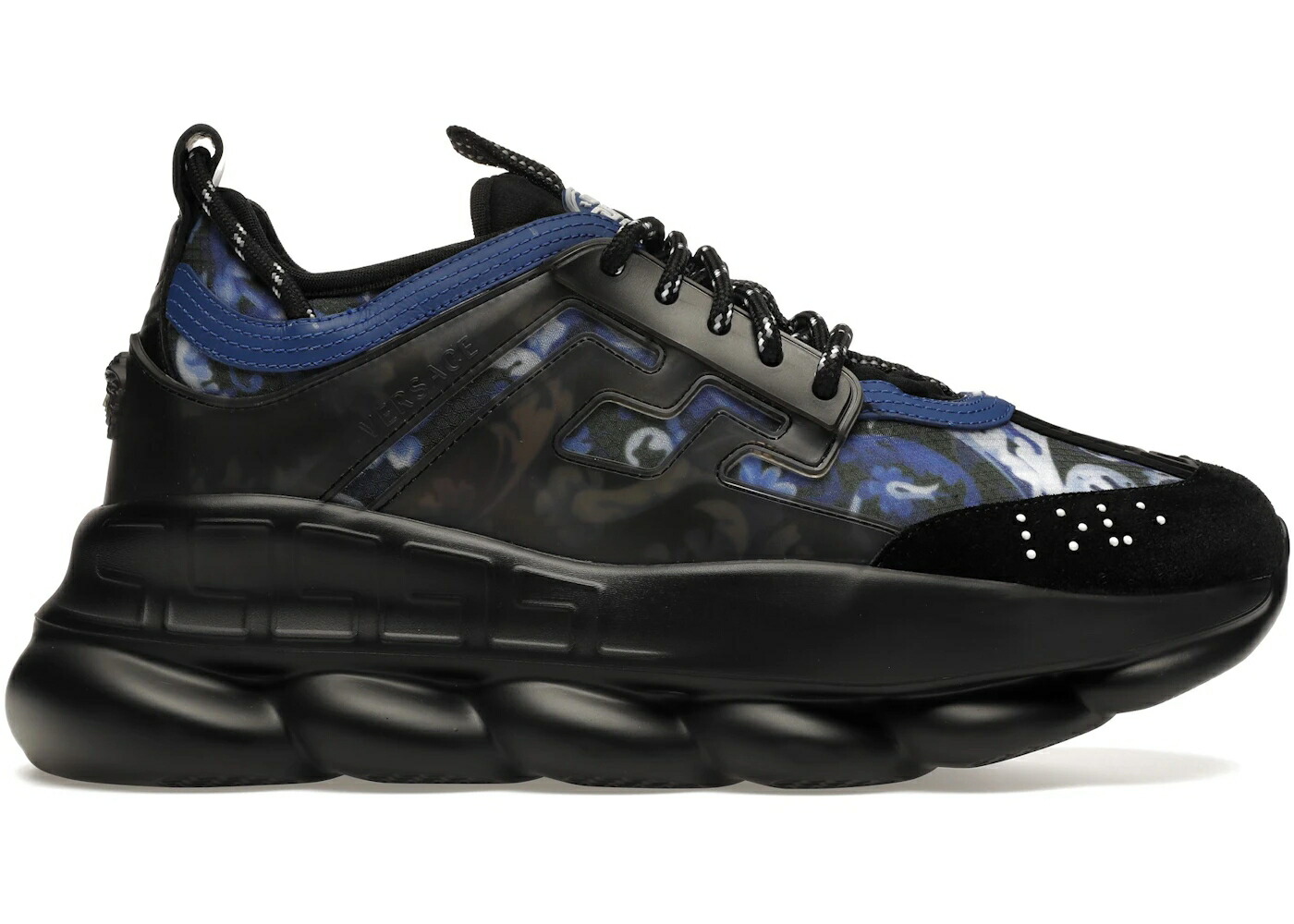ヴェルサーチェ 青色 ブルー スニーカー メンズ VERSACE CHAIN REACTION BAROCCOFLAGE PRINT BLUE / BLUE PRINT