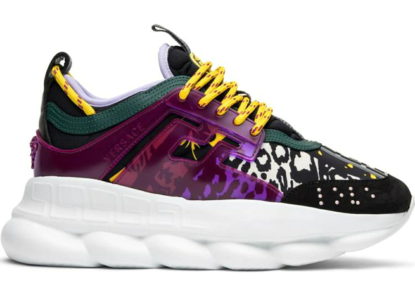 ヴェルサーチェ ヒョウ柄 レオパード 紫 相撲取り草 WOMEN\u0027S スニーカー レディース VERSACE CHAIN REACTION 2 CHAINZ SNOW LEOPARD (WOMEN\u0027S) / MULTI COLOR VIOLET