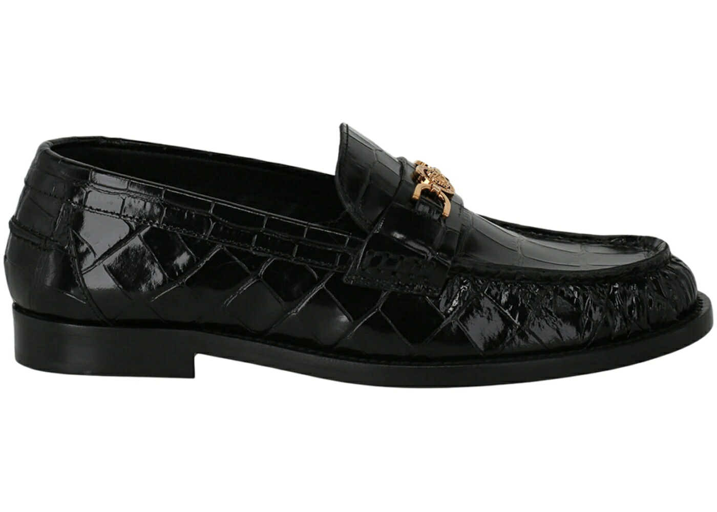 ヴェルサーチェ ローファー 黒色 ブラック '95 WOMEN'S スニーカー レディース VERSACE CROC-EFFECT MEDUSA LOAFERS BLACK (WOMEN'S) /｜スニケス