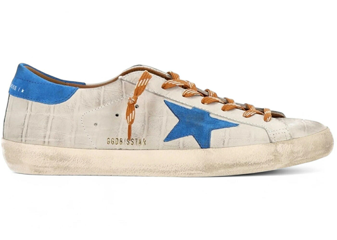 ゴールデングース 白色 ホワイト 青色 ブルー スニーカー メンズ GOLDEN GOOSE GOLDEN GOOSE SUPER-STAR CROC-PRINT WHITE BLUE / WHITE BLUE