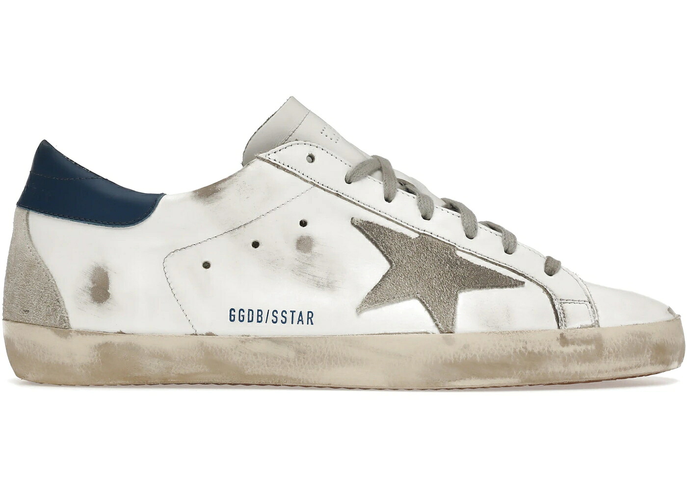 ゴールデングース 白色 ホワイト 青色 ブルー 灰色 グレー スエード スウェード スニーカー メンズ GOLDEN GOOSE GOLDEN GOOSE SUPER-STAR WHITE ROYAL BLUE GREY SUEDE PATCH / WHITE ROYAL BLUE｜スニケス