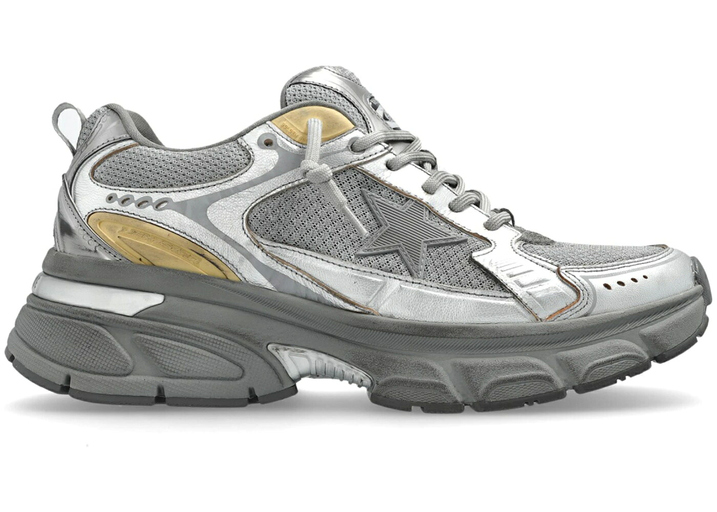 ゴールデングース 銀色 シルバー 灰色 グレー スニーカー メンズ GOLDEN GOOSE GOLDEN GOOSE LIGHTSTAR METALLIC SILVER MESH / SILVER GREY