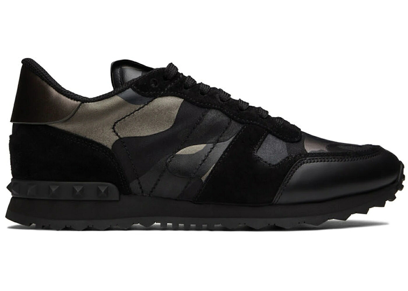 ヴァレンティノ 黒色 ブラック カモ柄 スニーカー メンズ VALENTINO ROCKRUNNER BLACK METALIC CAMO /