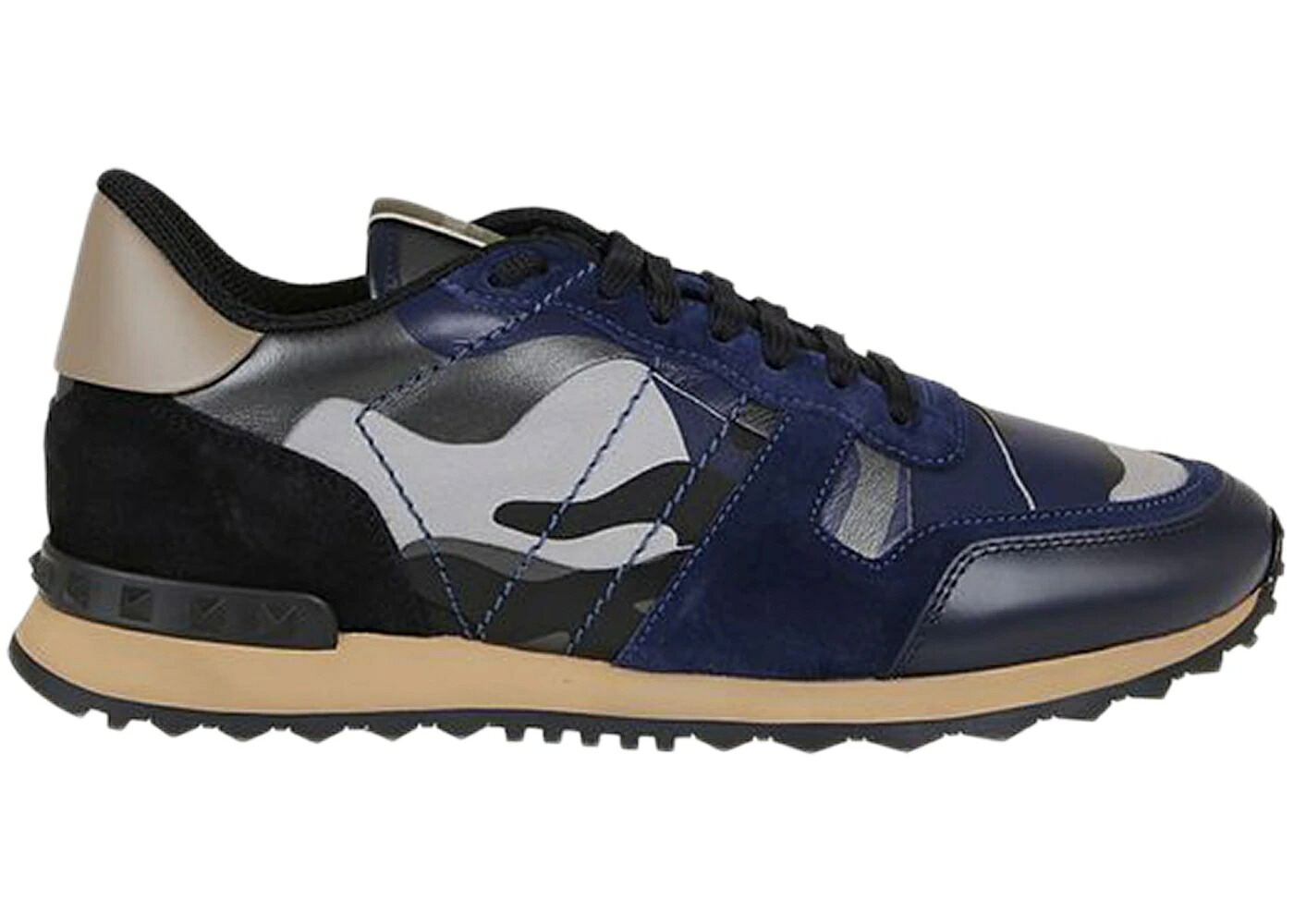 ヴァレンティノ 黒いこと 黒いこと 紺色 米国海軍 ベージュ スニーカー メンズ VALENTINO GARAVANI ROCKRUNNER CAMOUFLAGE BLACK NAVY BEIGE / BLACK NAVY BEIGE