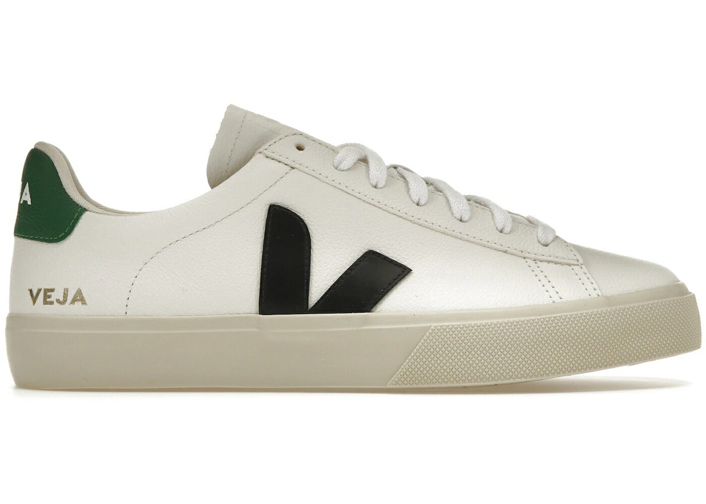 ヴェジャ レザー 白色 ホワイト 黒色 ブラック スニーカー メンズ VEJA CAMPO CHROMEFREE LEATHER WHITE BLACK EMERAUDE / WHITE BLACK EMERAUDE｜スニケス