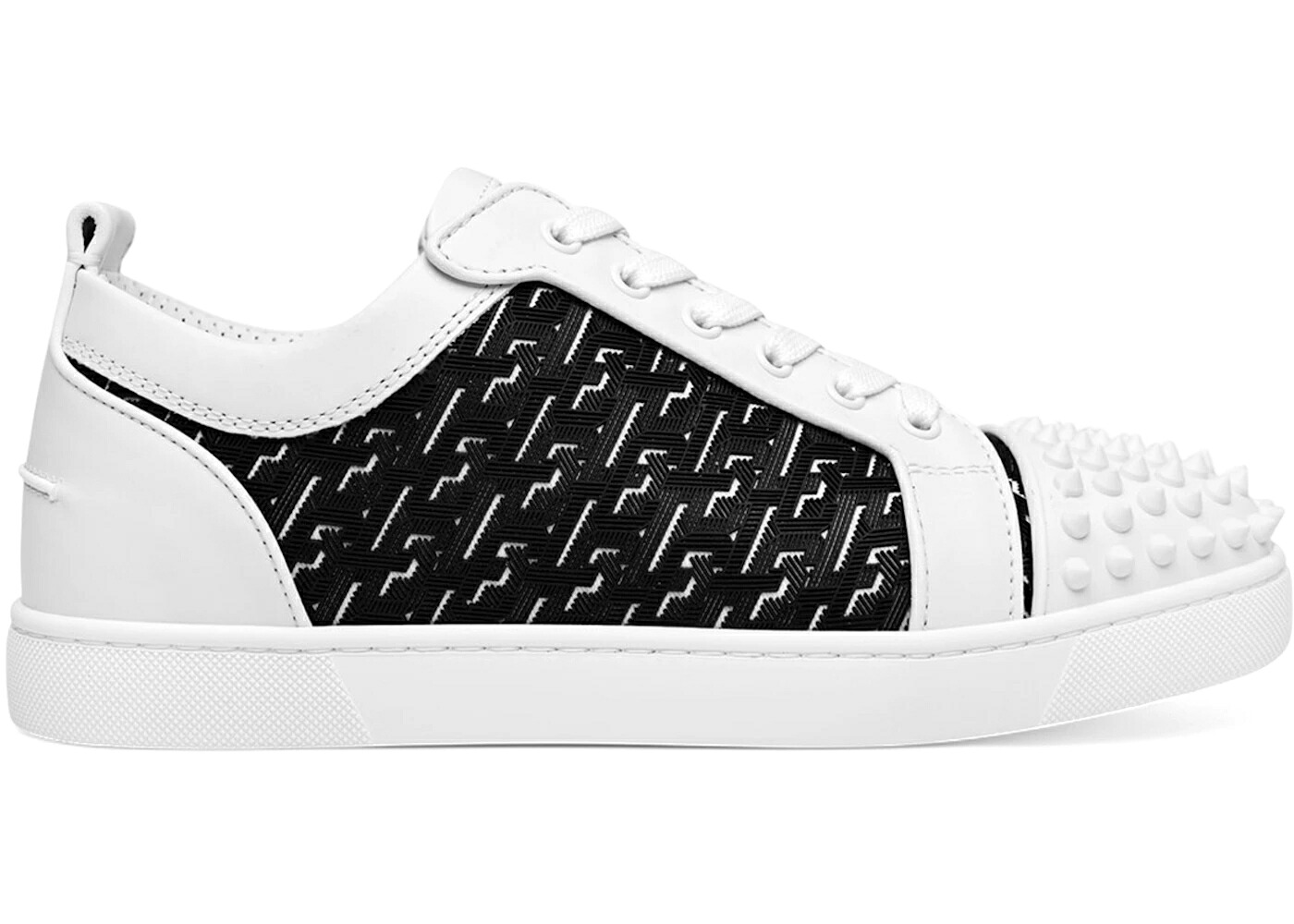 クリスチャンルブタン 白色 ホワイト 黒色 ブラック スニーカー メンズ CHRISTIAN LOUBOUTIN CHRISTIAN LOUBOUTIN LOUIS JUNIOR SPIKES ORLATO FLAT CL MONOGRAM WHITE BLACK / WHITE BLACK｜スニケス
