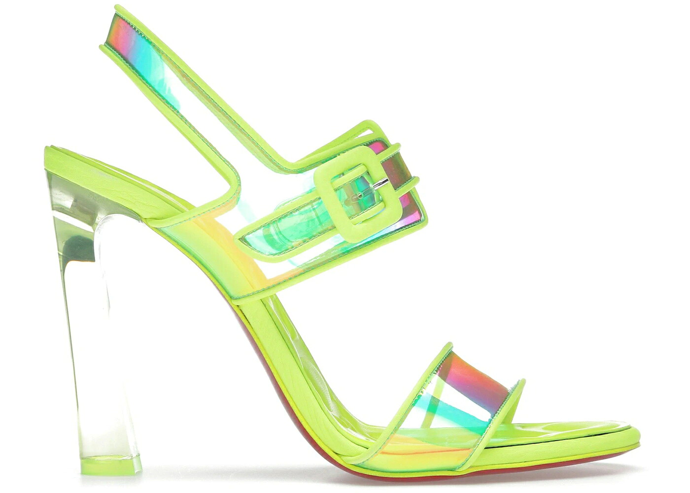 クリスチャンルブタン レザー サンダル 黄色 イエロー WOMEN'S スニーカー レディース CHRISTIAN LOUBOUTIN CHRISTIAN LOUBOUTIN LOUBI DUNISS 100 PVC AND LEATHER HEELED SANDALS FLUO YELLOW (WOMEN'S) / FLUO YELLOW｜スニケス