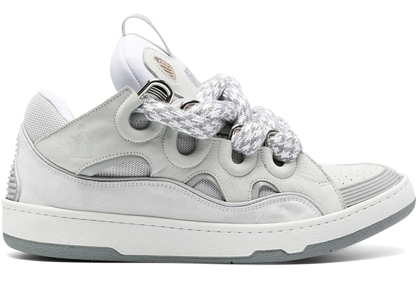 ランバン なめし革 白いこと 白いこと 薄墨色 薄墨色 スニーカー メンズ LANVIN LEATHER CURB SNAKE LACES WHITE GREY / WHITE GREY