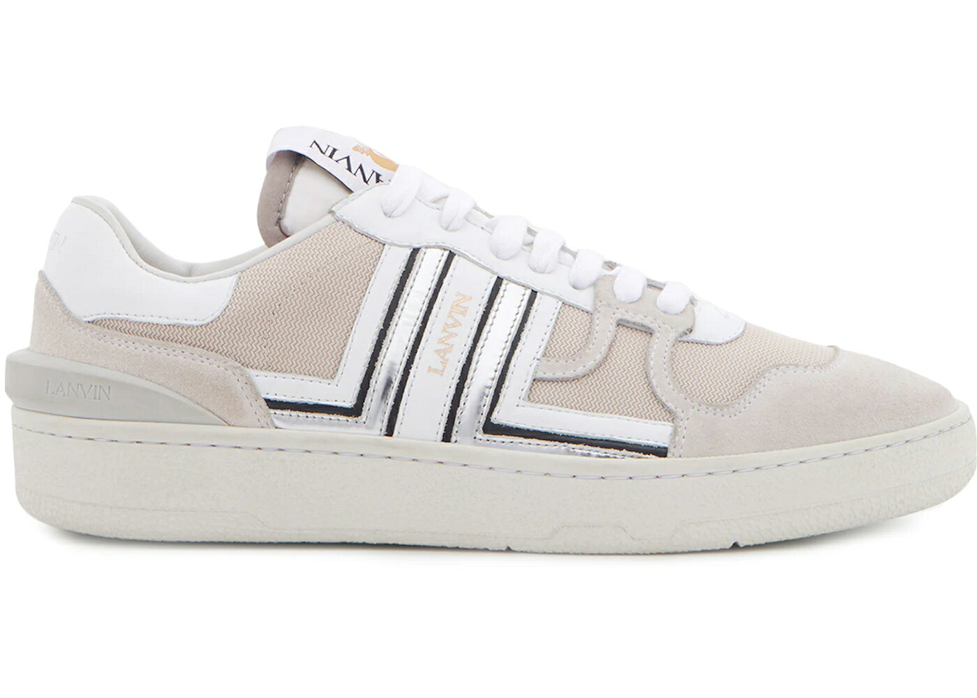 ランバン 白いこと 白いこと しろがね色 しろがね色 黒いこと 黒いこと スニーカー メンズ LANVIN CLAY LOW TOP WHITE SILVER BLACK / WHITE SILVER BLACK メンズ靴-靴