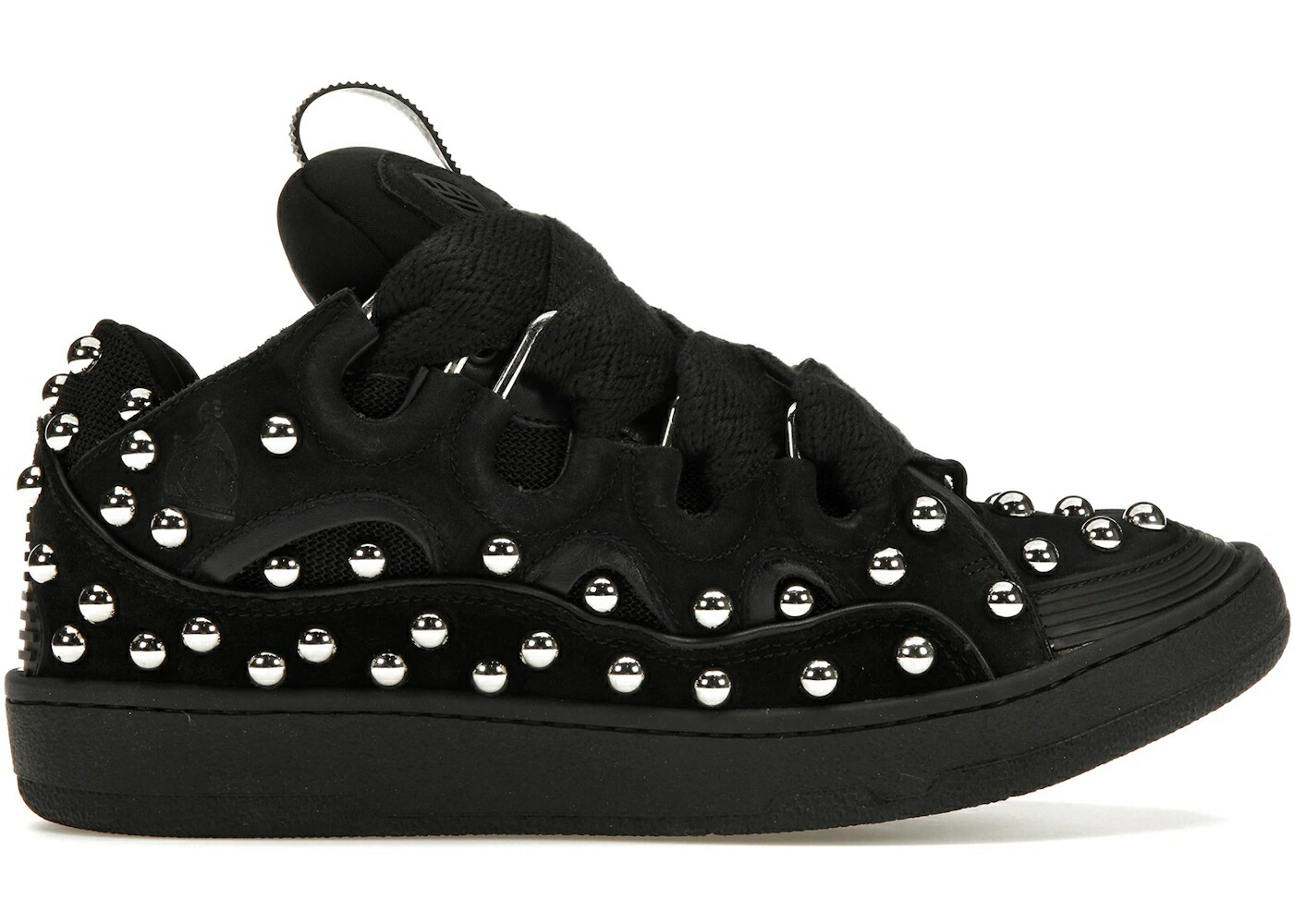 ランバン レザー 靴 スニーカー 黒色 ブラック メンズ LANVIN STUDDED LEATHER CURB SNEAKER BLACK / BLACK BLACK 133,650円