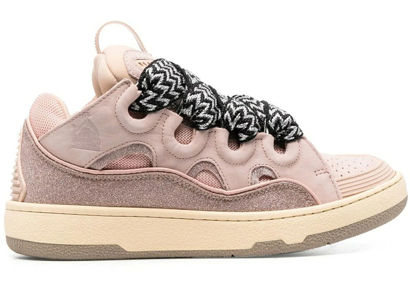 ランバン なめし革 サクラ色 黒いこと 黒いこと 白いこと 白いこと スニーカー レディース LANVIN LEATHER CURB GLITTER PALE PINK BLACK WHITE / PALE PINK BLACK WHITE