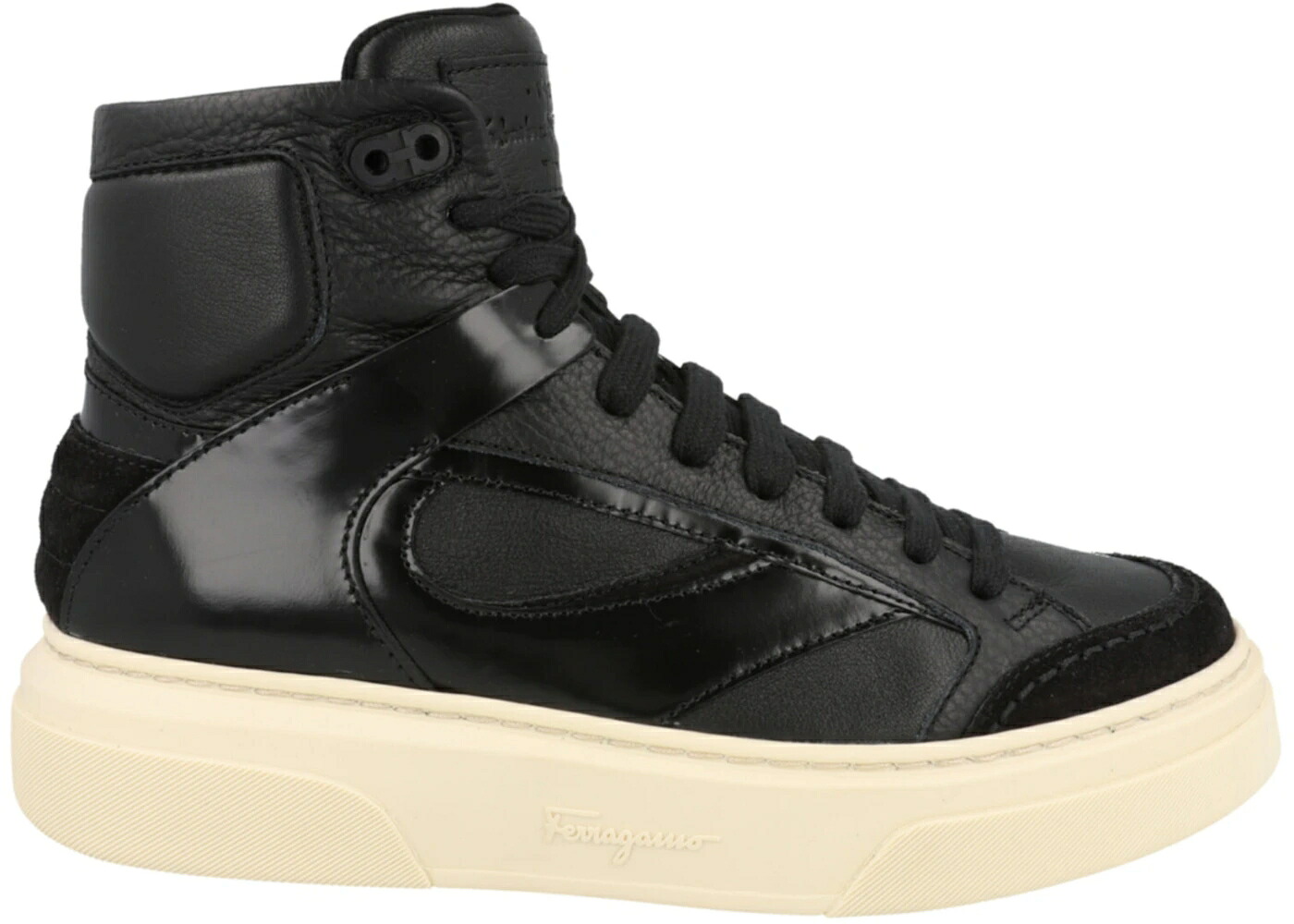 レザー ハイ 黒色 ブラック スニーカー メンズ FERRAGAMO CASSIO LEATHER HIGH TOP BLACK /｜スニケス
