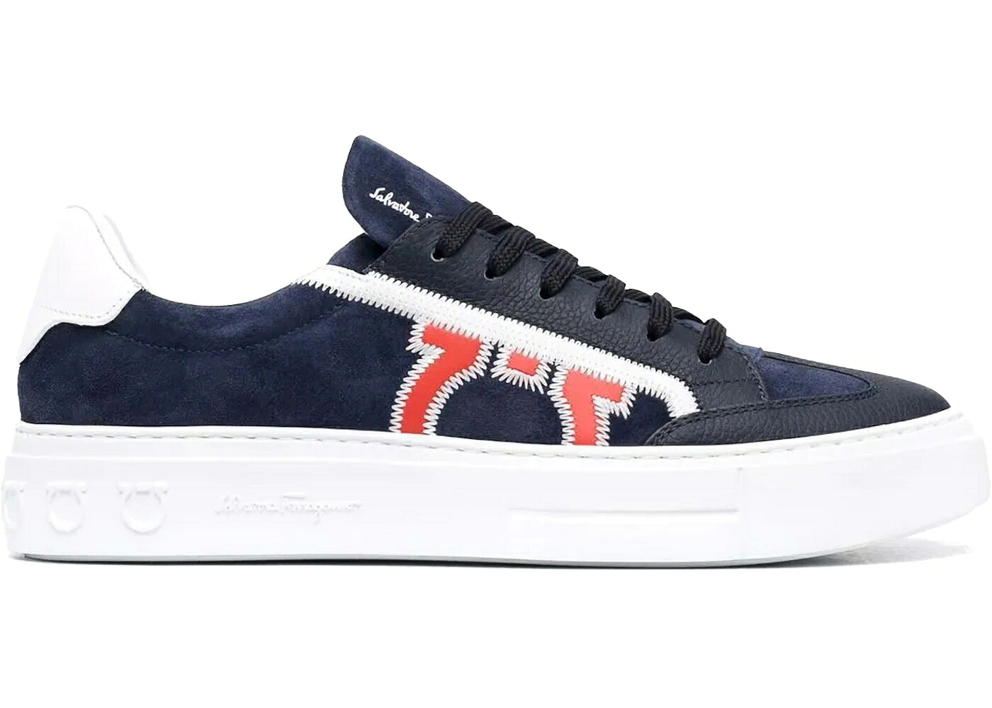 青碧 青色 スニーカー メンズ FERRAGAMO BORG 5 LOW-TOP SNEAKERS BLUE / メンズ靴-スニーカー-靴