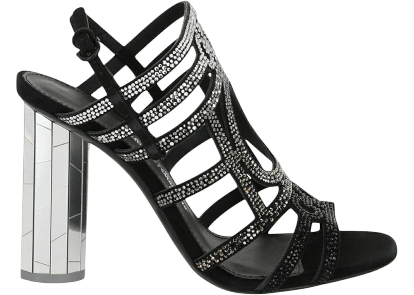 踵 サンダル 黒いこと 黒いこと WOMEN\u0027S スニーカー レディース FERRAGAMO FLORENZA CRYSTAL-EMBELLISHED SLINGBACK HEEL SANDALS BLACK (WOMEN\u0027S) /