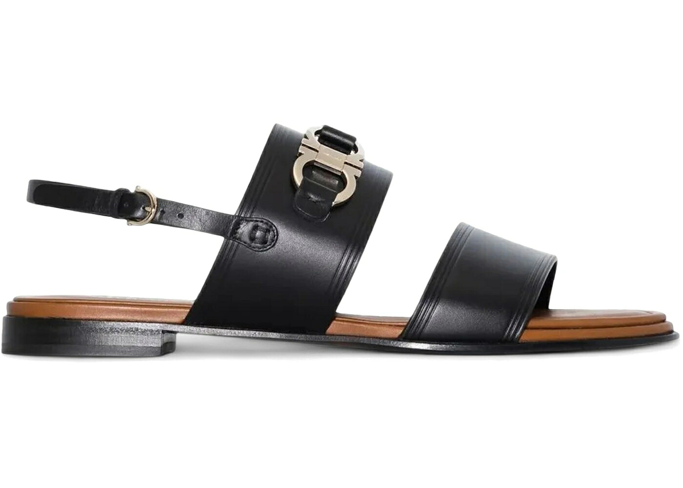 なめし革 サンダル 黒いこと 黒いこと WOMEN\u0027S スニーカー レディース FERRAGAMO GANCINI-PLAQUE LEATHER SANDALS BLACK (WOMEN\u0027S) /