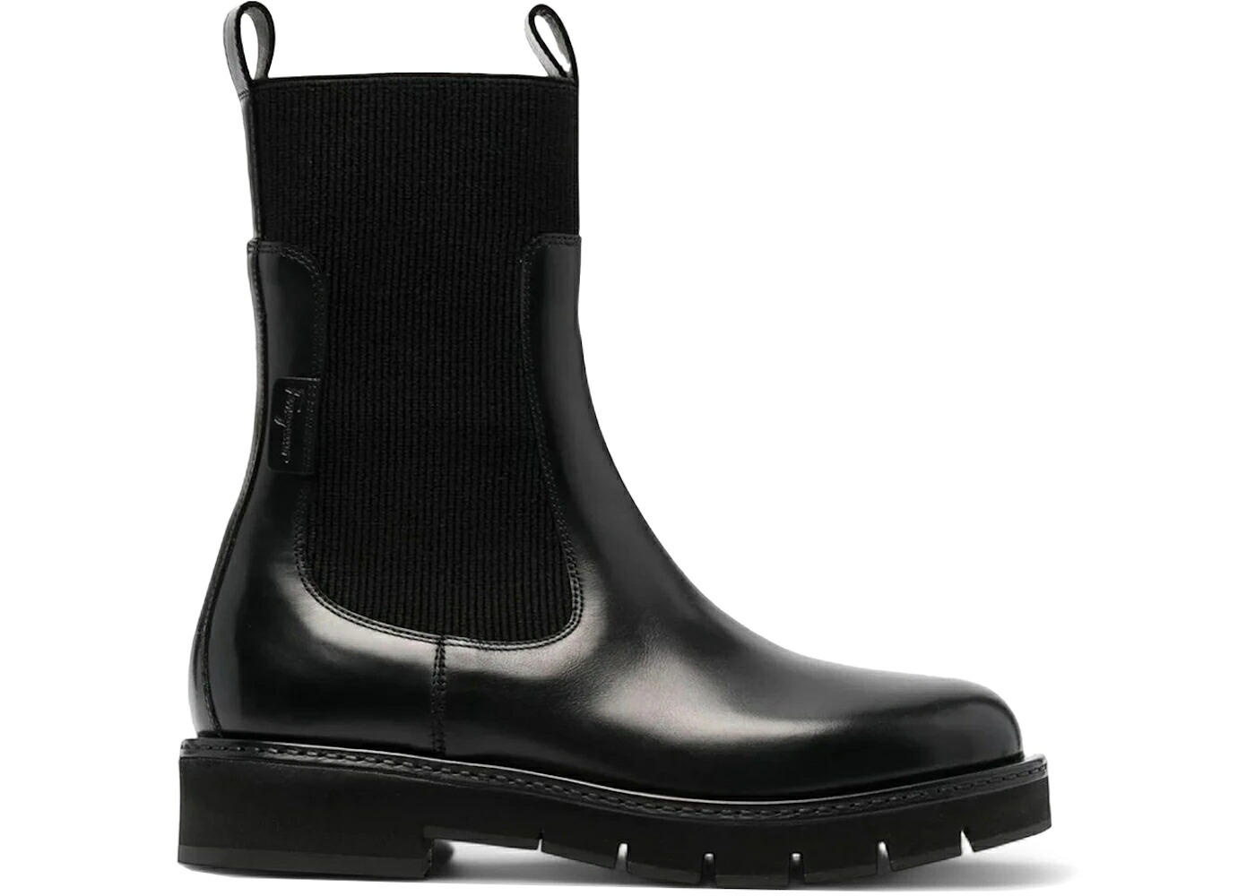 レザー ブーツ 黒色 ブラック チェルシーブーツS WOMEN'S スニーカー レディース FERRAGAMO CLEATED-SOLE LEATHER CHELSEA BOOTS BLACK (WOMEN'S) /