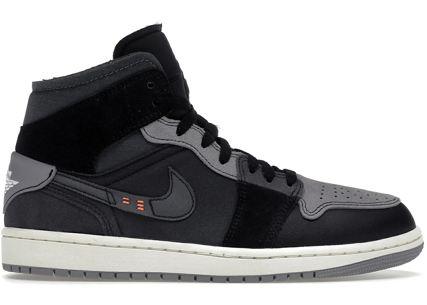 ナイキ ジョーダン ミッド 黒いこと 黒いこと 薄墨色 薄墨色 橙 オレンジ色 スニーカー メンズ JORDAN 1 MID CRAFT INSIDE OUT BLACK / BLACK GREY ORANGE