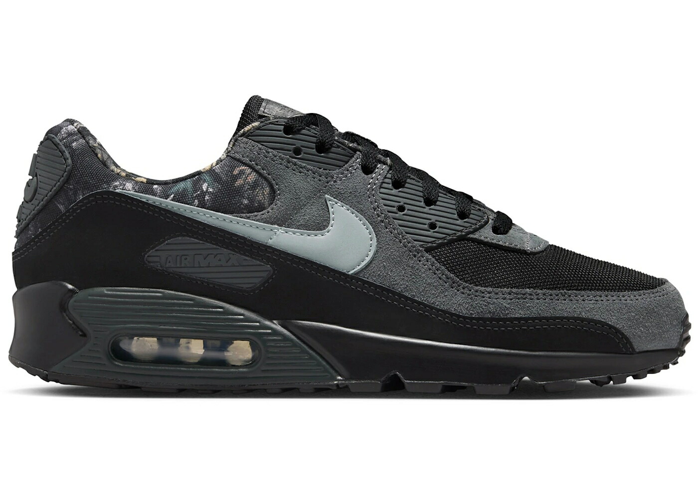 ナイキ マックス 黒色 ブラック カモ柄 灰色 グレー エアマックス スニーカー メンズ NIKE AIR MAX 90 BLACK REALTREE EDGE CAMO / BLACK DARK SMOKE GREY METALLIC