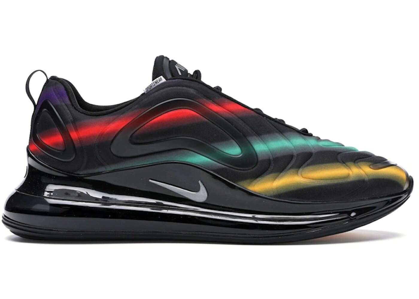 ナイキ マックス 黒色 ブラック 銀色 シルバー エアマックス スニーカー メンズ NIKE AIR MAX 720 BLACK NEON STREAKS / BLACK METALLIC SILVER UNIVERSITY｜スニケス