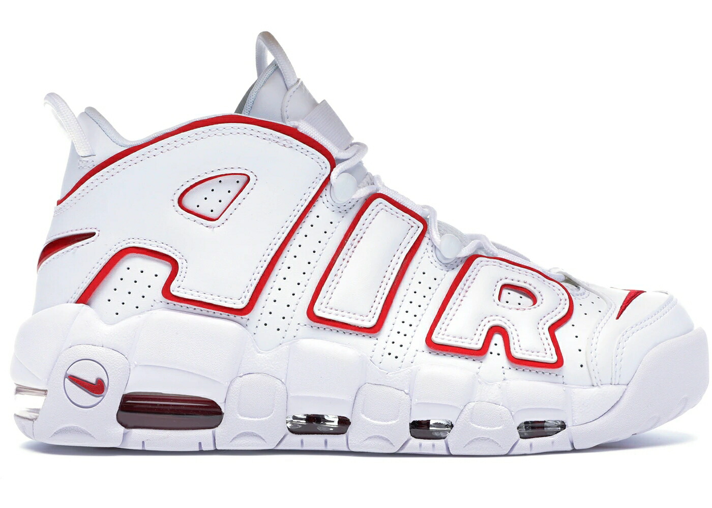 ナイキ アップテンポ 白色 ホワイト 赤 レッド エアモアアップテンポ モアテン スニーカー メンズ NIKE AIR MORE UPTEMPO WHITE VARSITY RED OUTLINE / WHITE VARSITY RED WHITE