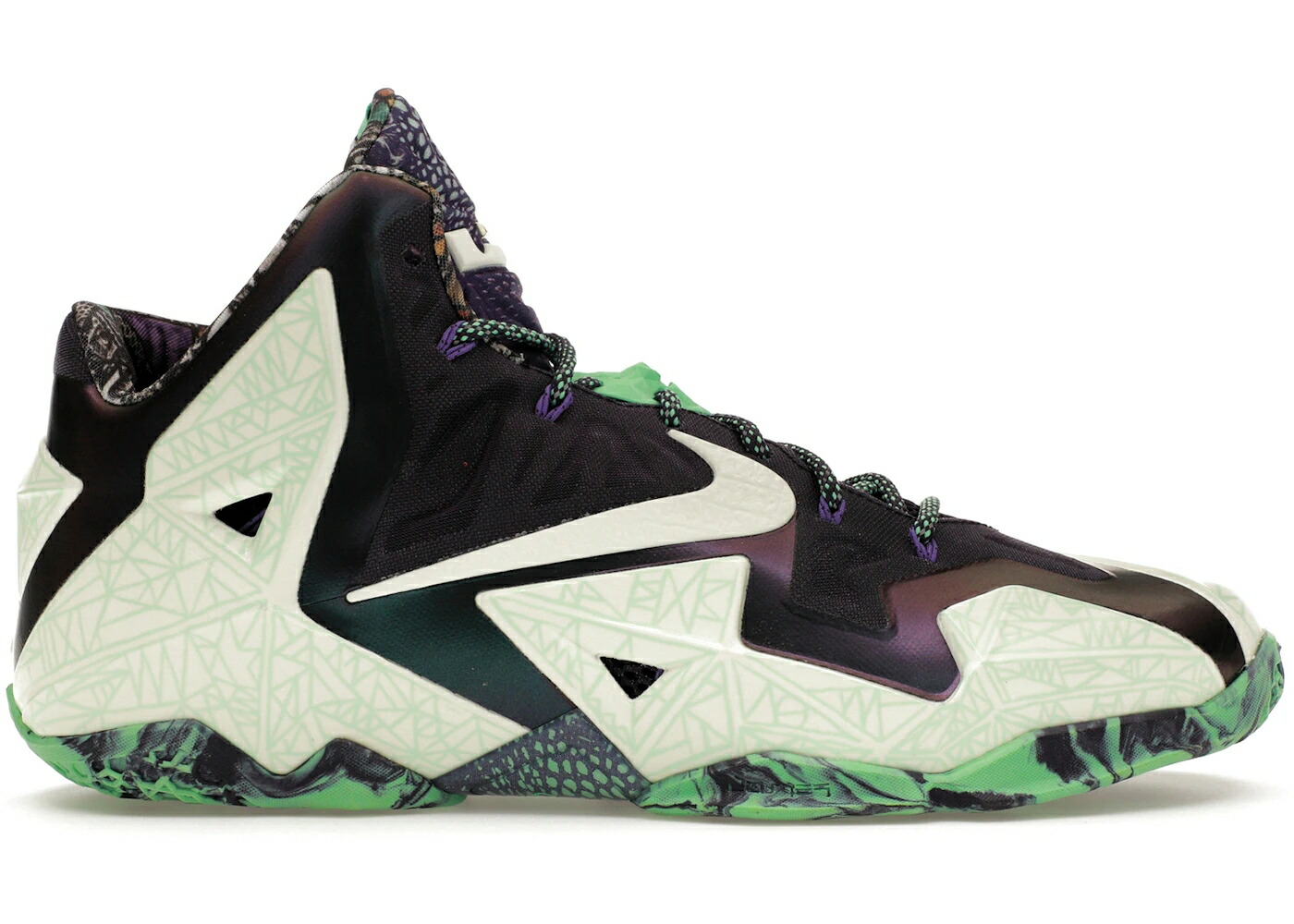 ナイキ レブロン 緑 緑であること 紫 パープル スニーカー メンズ NIKE LEBRON 11 NOLA GUMBO LEAGUE GATOR KING / CASHMERE GREEN GLOW PURPLE