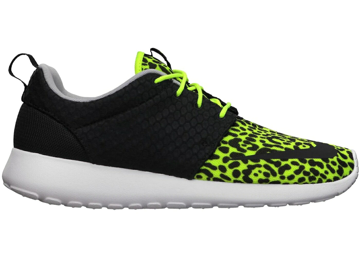 ナイキ ラン ヒョウ柄 レオパード 黒色 ブラック 白色 ホワイト スニーカー メンズ NIKE ROSHE RUN VOLT LEOPARD / VOLT BLACK WHITE｜スニケス