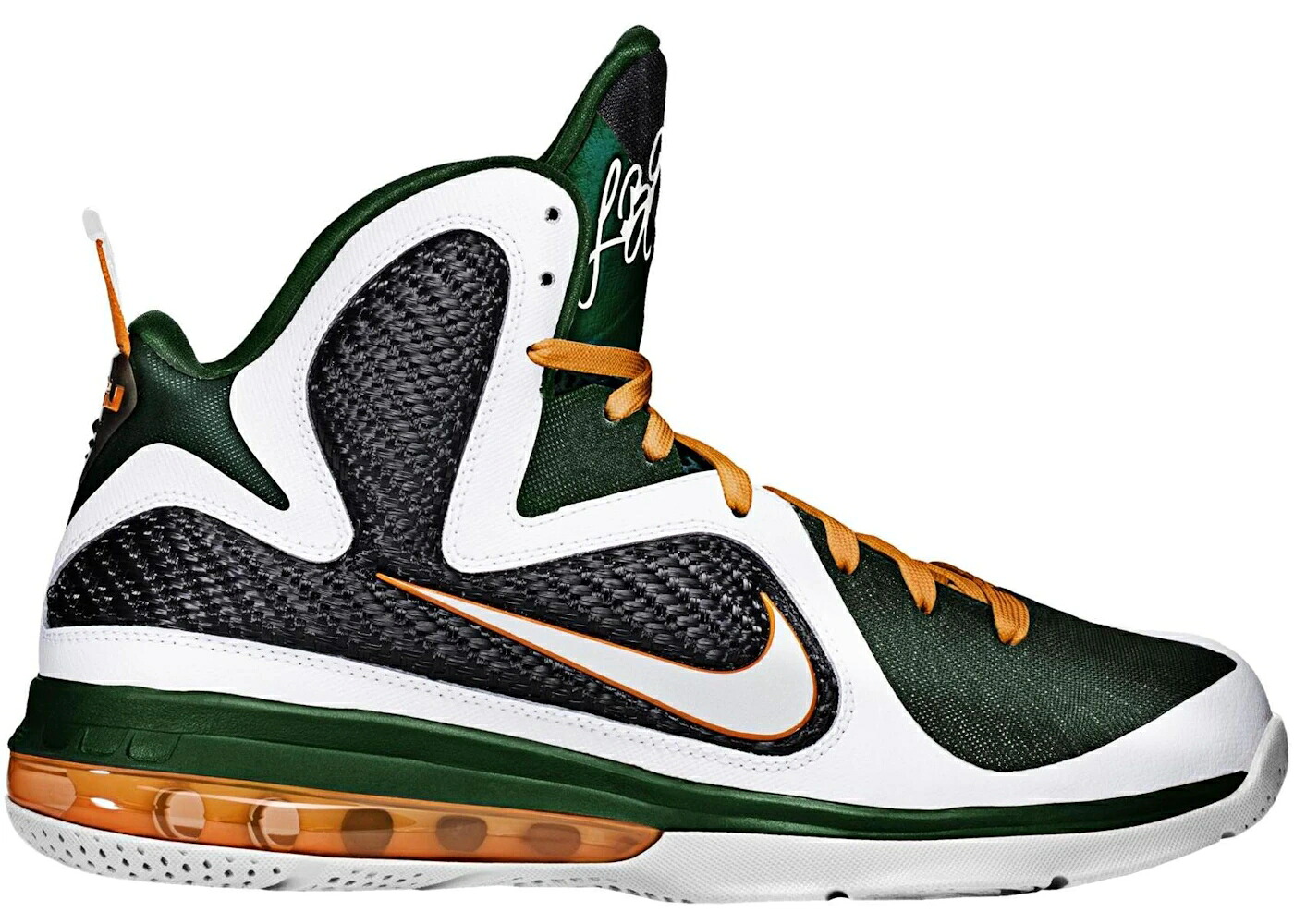 ナイキ レブロン マイアミ ハリケーンズ 白色 ホワイト 緑 グリーン スニーカー メンズ NIKE LEBRON 9 MIAMI HURRICANES / WHITE WHITE GORGE GREEN TOTAL