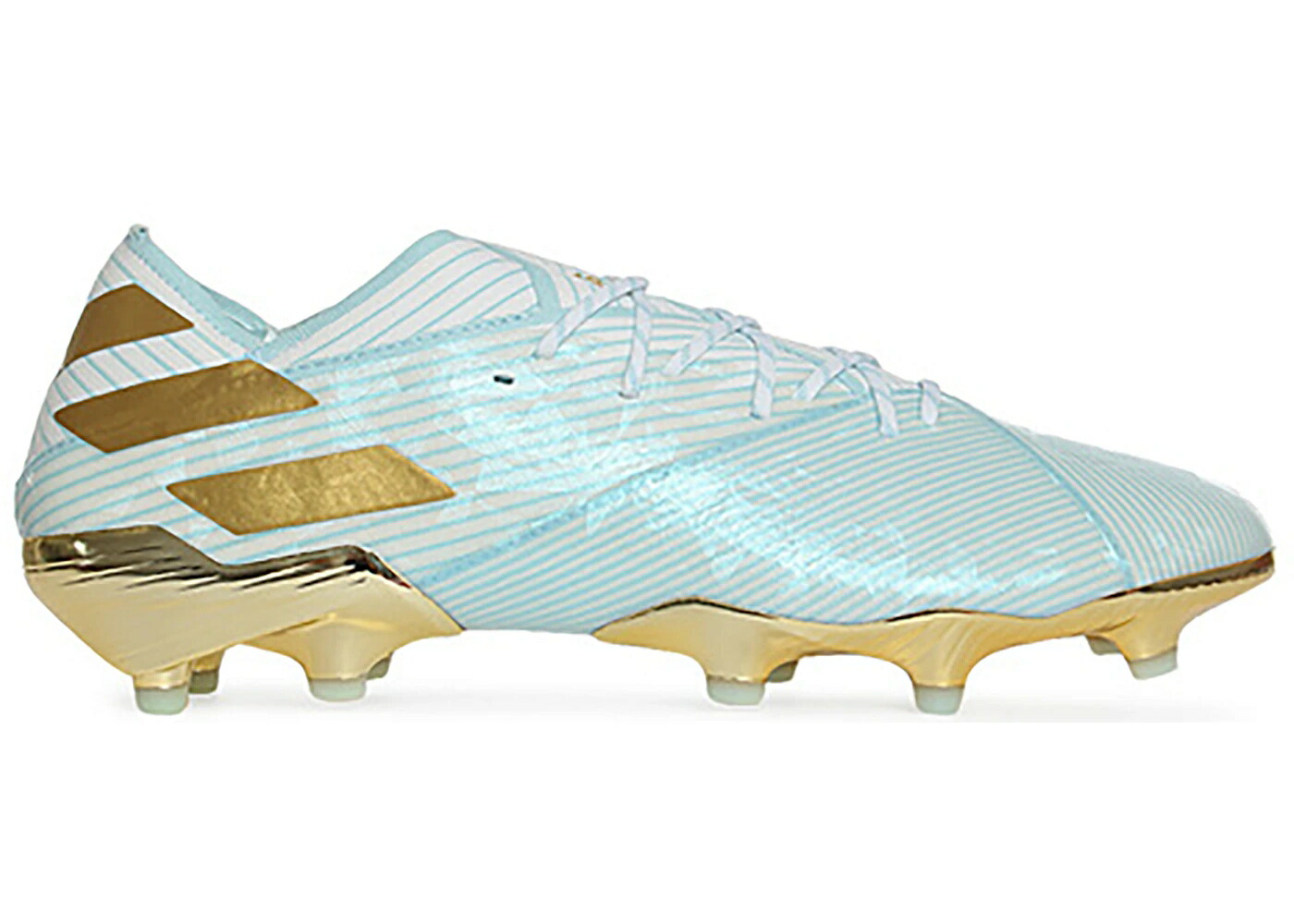 アディダス ネメシス アクア ゴールド 19.1 スニーカー メンズ ADIDAS NEMEZIZ MESSI FG 15 YEAR BOLD AQUA GOLD / BOLD AQUA GOLD METALLIC CLOUD