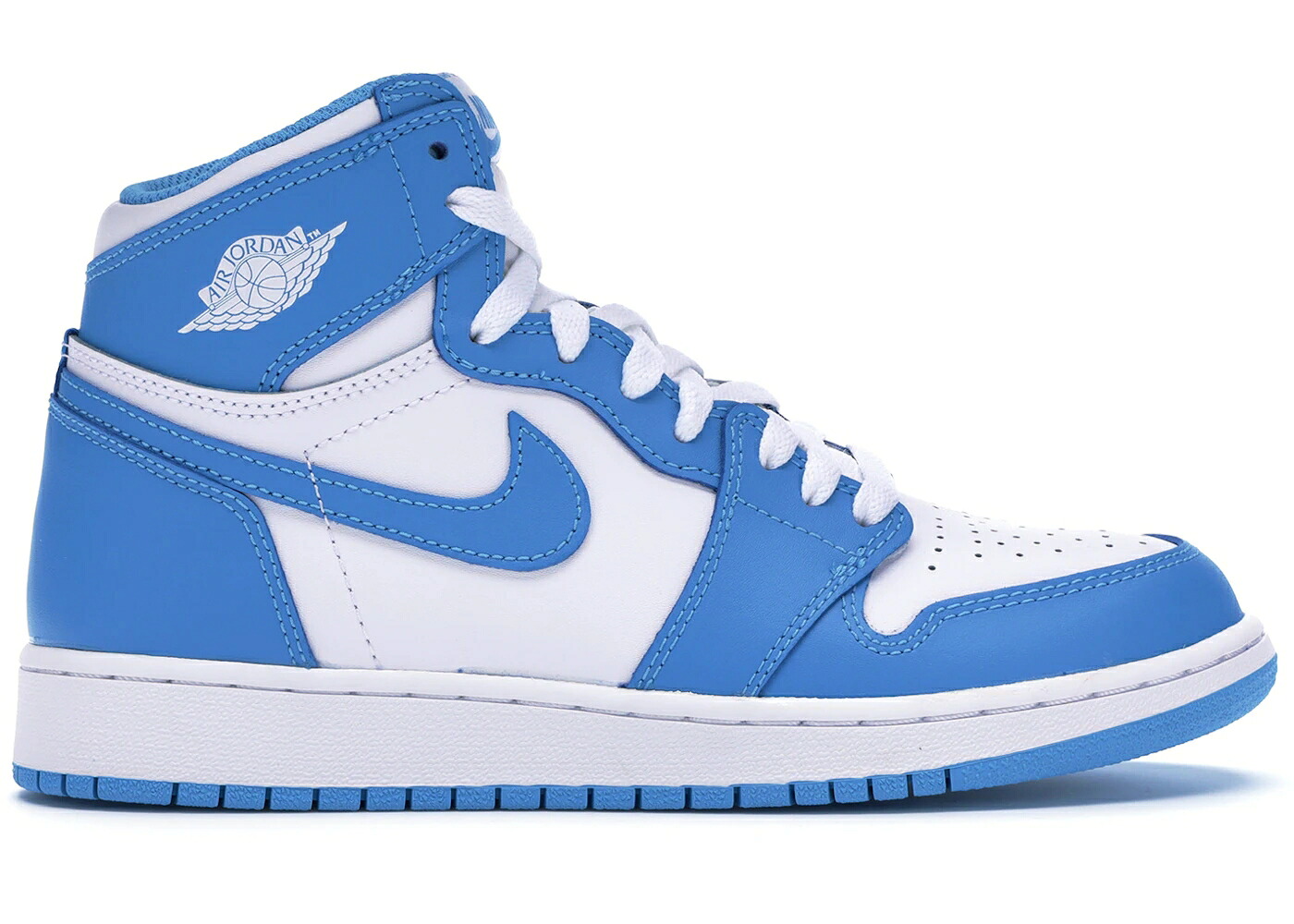ナイキ ジョーダン ハイ 白色 ホワイト 青色 ブルー ジュニア キッズ JORDAN 1 RETRO HIGH OG UNC (GS) / WHITE DARK POWDER BLUE ベビー マタニティ スニーカー｜スニケス