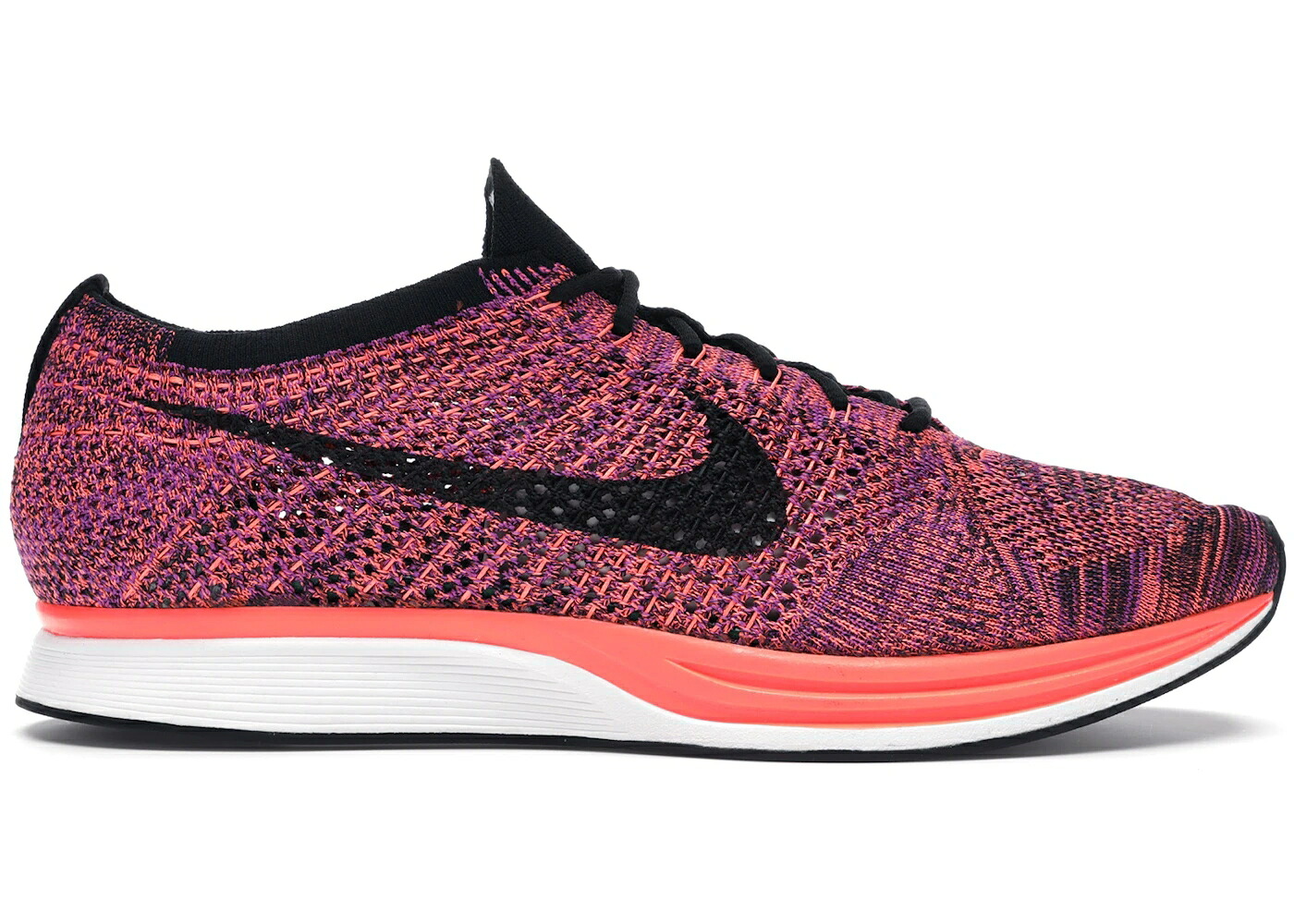 ナイキ 飛球編み物 黒いこと 黒いこと 橙 オレンジ色 紫 パープル スニーカー メンズ NIKE FLYKNIT RACER ACAI BERRY / BLACK HYPER ORANGE VIVID PURPLE