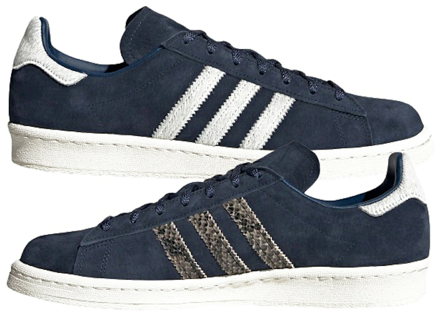 アディダス キャンパス 紺色 ネイビー 白色 ホワイト 青色 ブルー スニーカー メンズ ADIDAS CAMPUS 80S SNAKE SKIN / COLLAGE NAVY FOOTWEAR WHITE BLUE