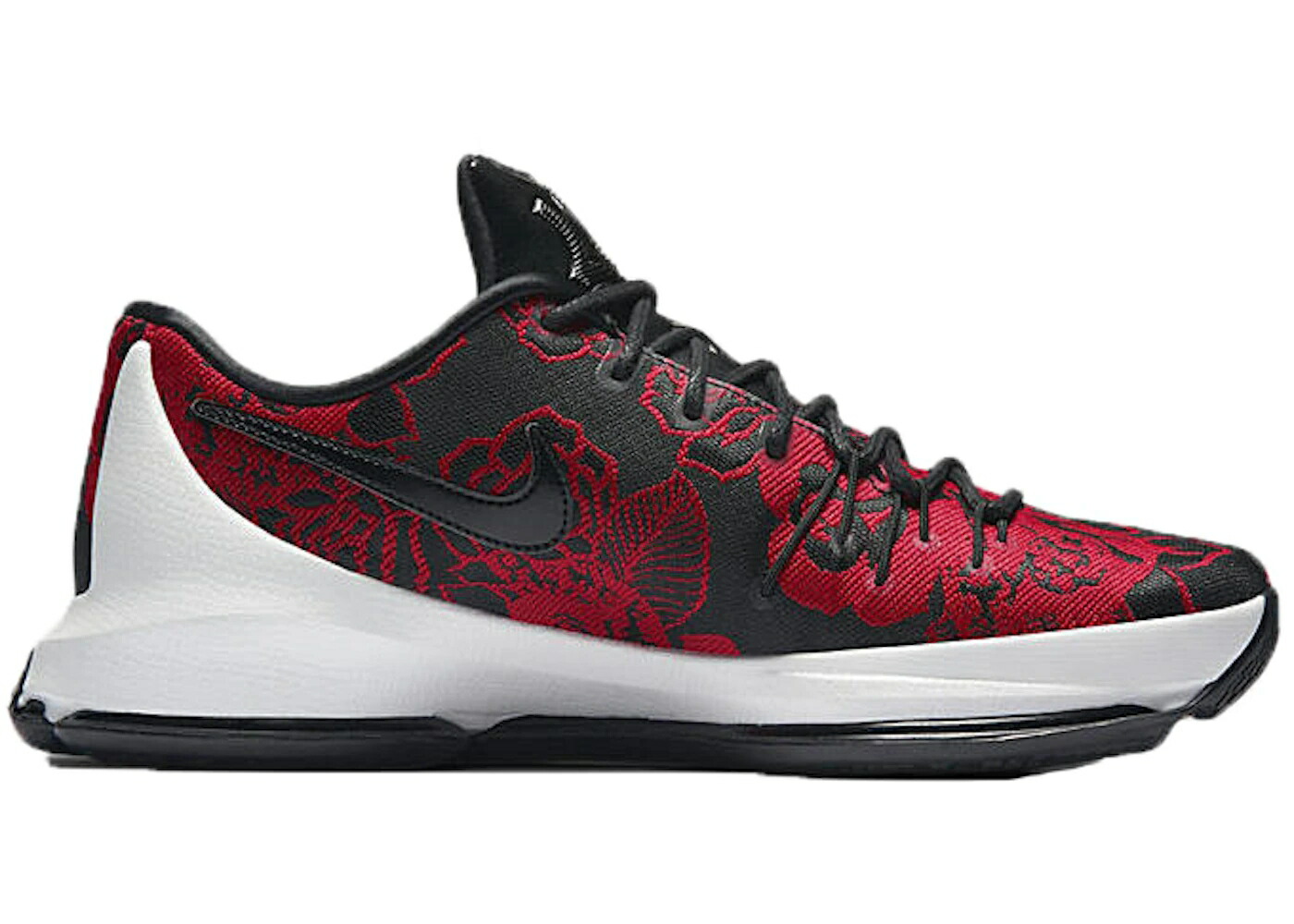 ナイキ 黒色 ブラック 赤 レッド 白色 ホワイト スニーカー メンズ NIKE KD 8 EXT FLORAL FINISH / BLACK BLACK GYM RED SUMMIT WHITE|スニケス
