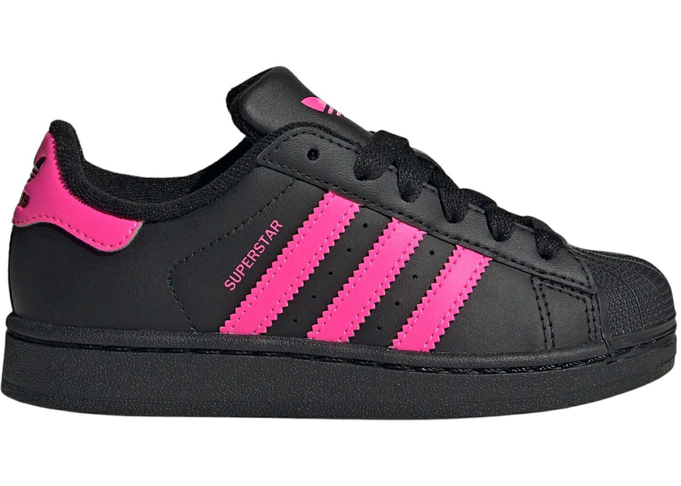 アディダス スーパースター コア 黒色 ブラック ピンク ジュニア キッズ ADIDAS SUPERSTAR II CORE BLACK LUCID PINK (PS) / CORE BLACK LUCID PINK CORE BLACK ベビー マタニティ スニーカー