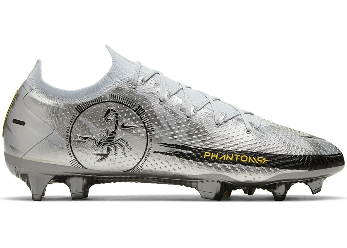 ナイキ エリート ピュア プラチナム 黒色 ブラック スピード 黄色 イエロー スニーカー メンズ NIKE PHANTOM SCORPION ELITE FG SECRET TOURNAMENT / PURE PLATINUM BLACK SPEED YELLOW