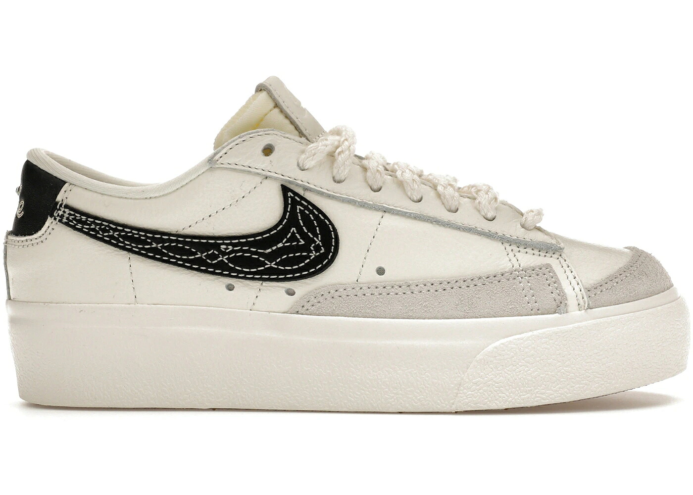 ナイキ ブレイザー 黒色 ブラック 茶色 ブラウン WOMEN\'S スニーカー レディース NIKE BLAZER LOW PLATFORM NEEDLEWORK (WOMEN\'S) / SAIL BLACK GUM MEDIUM BROWN|スニケス