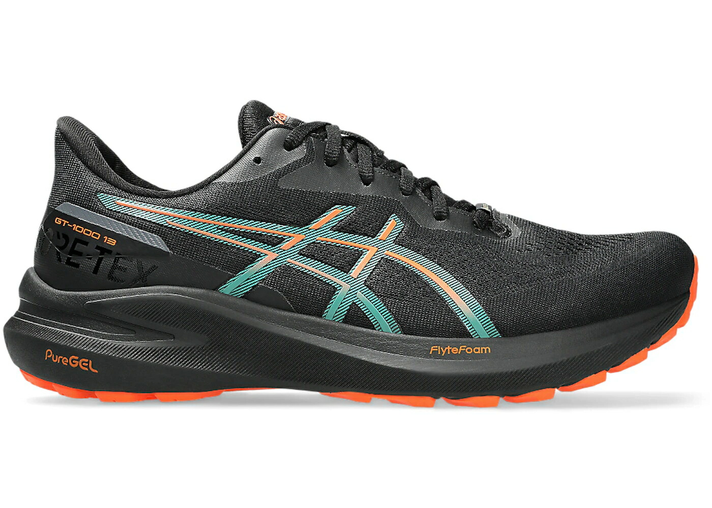 アシックス サーティーン ゴアテックス 黒色 ブラック 橙 オレンジ スニーカー メンズ ASICS GT-1000 13 GORE-TEX BLACK NOVA ORANGE / BLACK NOVA ORANGE